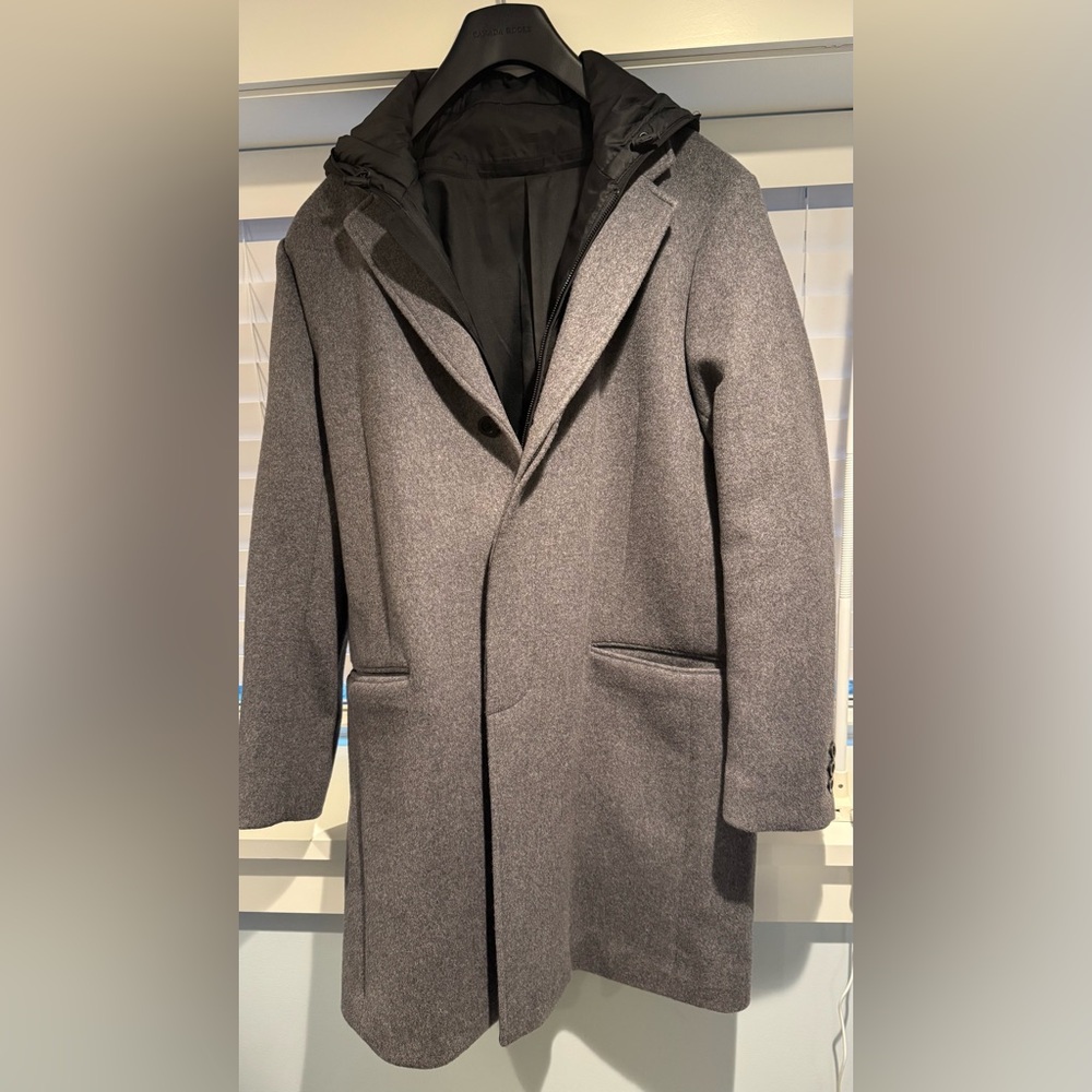 Vince Gray Trench Coat Wool Blend Classic